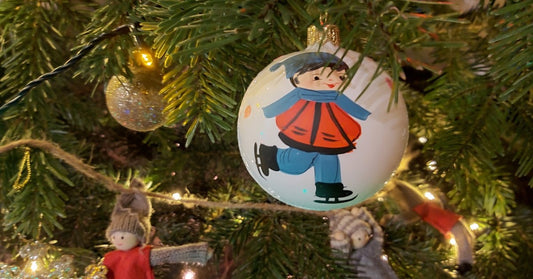 hand painted skating boy christmas tree ornament