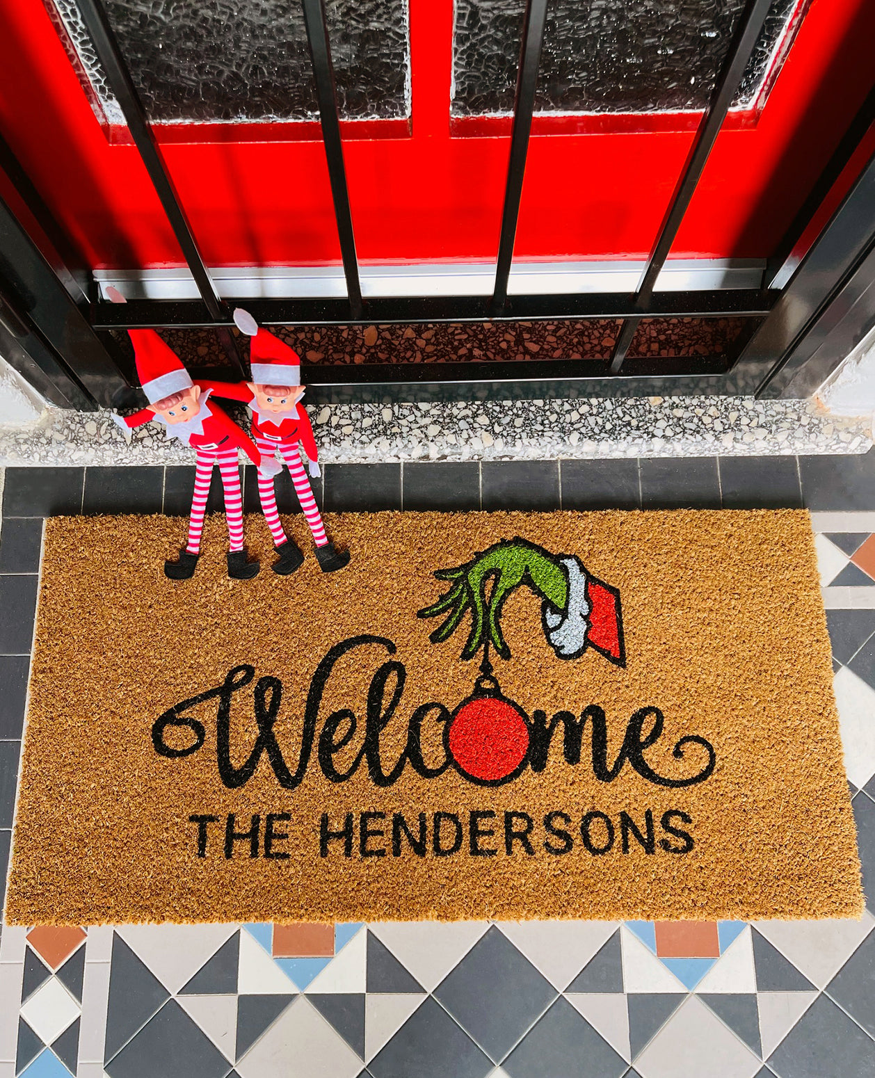 Personalized Christmas Grinch Welcome Mat (18" x 36")/(45cm x 90cm)