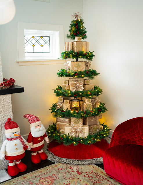 7ft Premium Multi-tiered Christmas Tree with LED Lights, Adjustable Pl ...